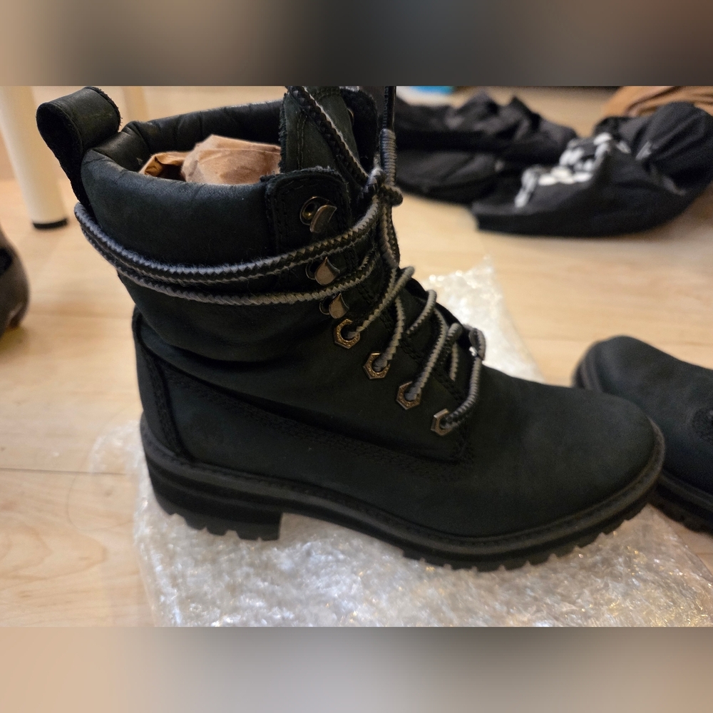 Timberland Black Lace-Up Boots Us6 - Picture 5 of 8